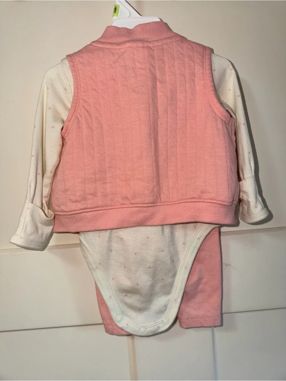 Carter's Cream Onesie with Pink Polka Dot Detail